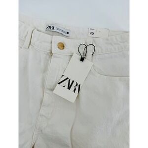 Zara Mom Fit High Rise Slim Mom Leg Ankle Jeans Cream Off-White Size 8 NEW